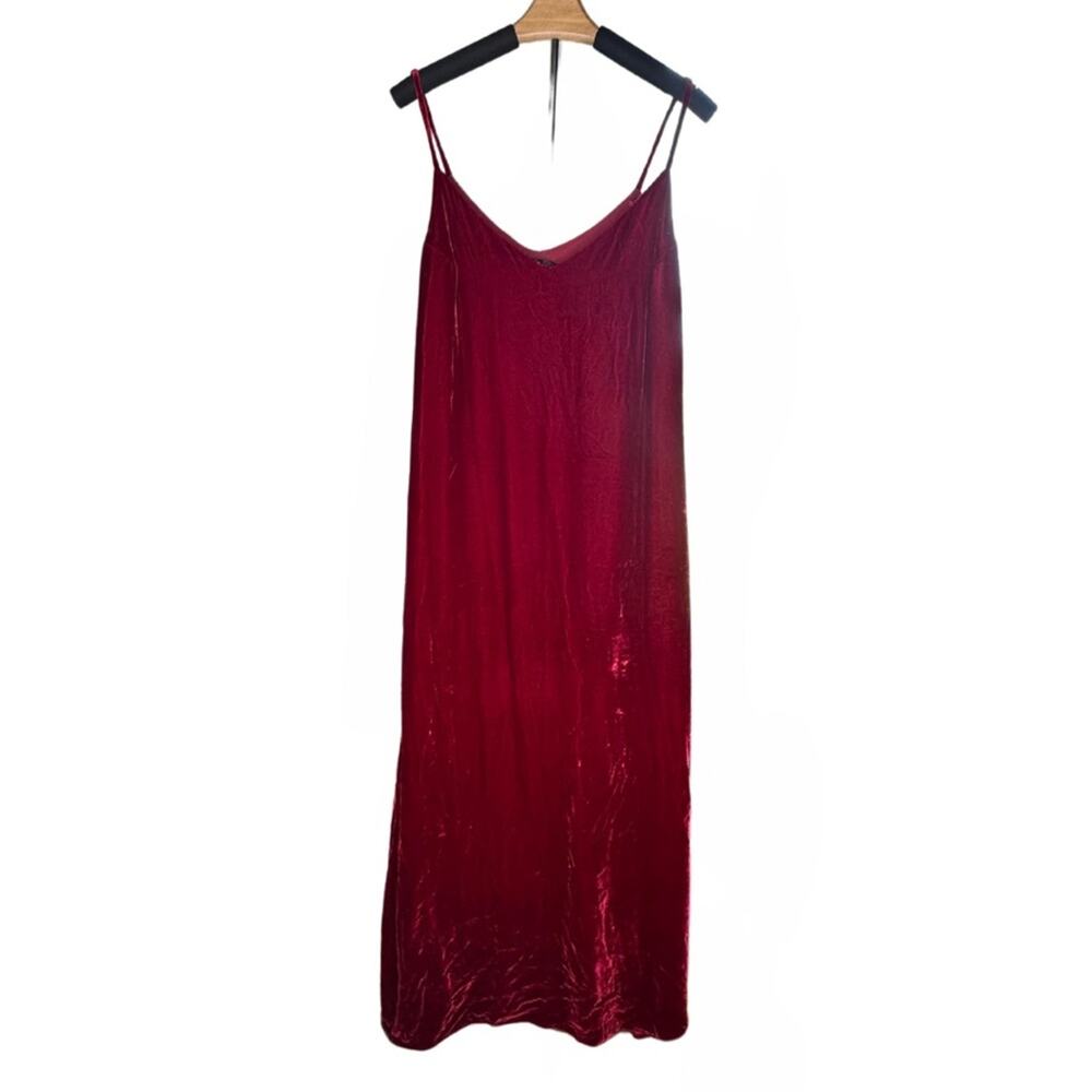 Reformation Burgundy Maxi Dress Velvet Velvety Material Recycled Fabrics